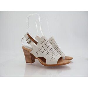 Born Perforated Sandals Womens 10M White Leather Open Toe Block Heel Shoes